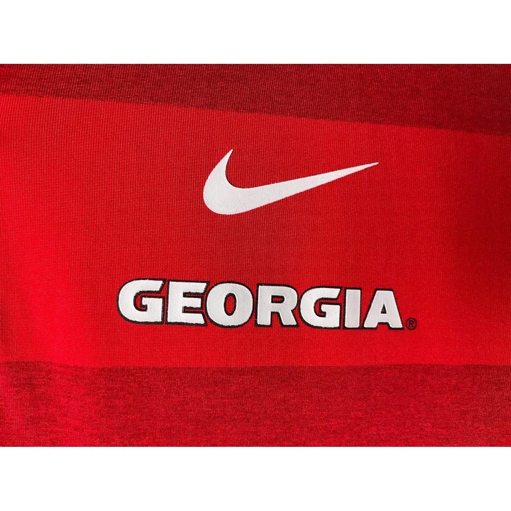 Nike Georgia Bulldogs Men's Polo Shirt Two Tone Red Striped Size Medium